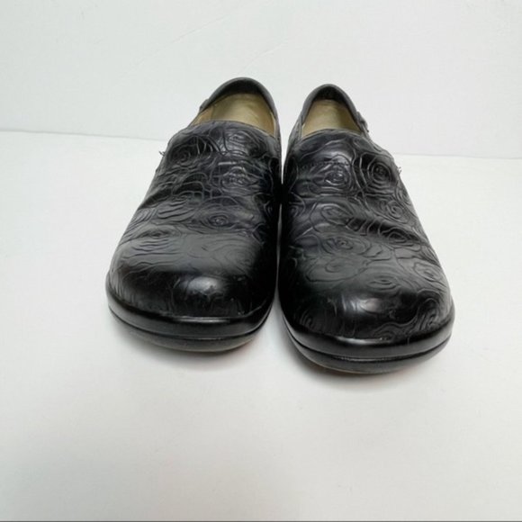 Alegria Debra Black Embossed Floral Rose Clogs US Size 9 - Picture 4 of 7